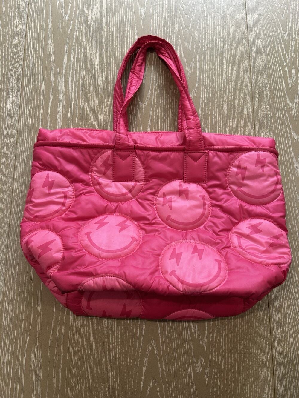 Sincerely Jules Pink Smiley Face Quilted Tote, SEE PICTURES